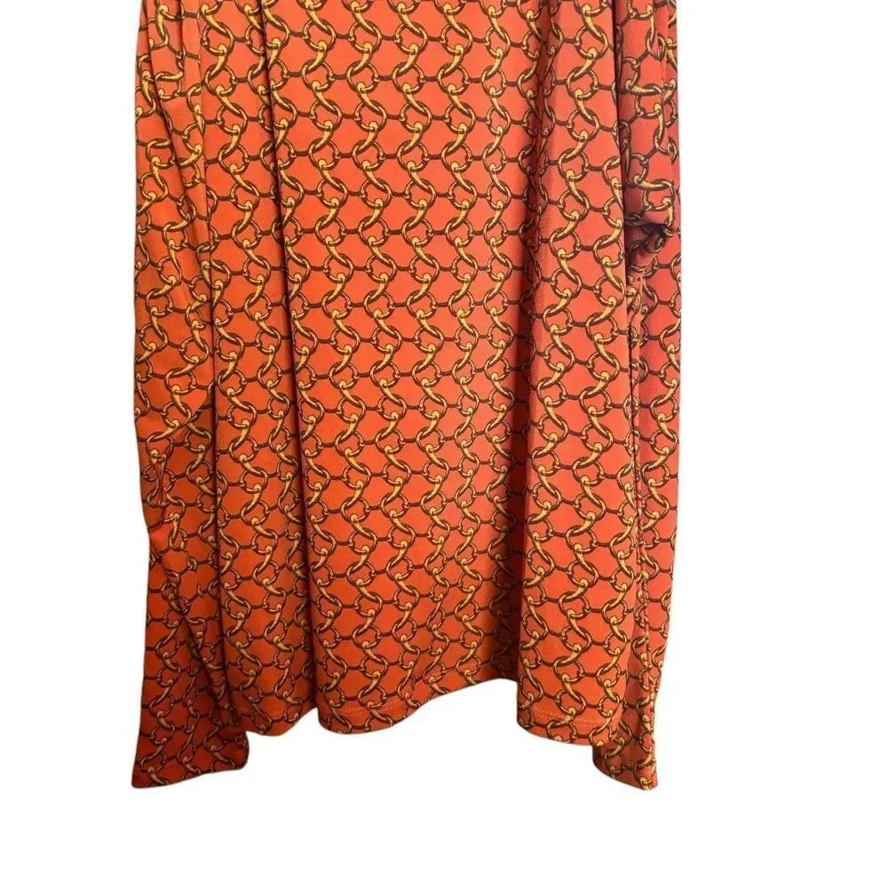 Michael Kors Cold Shoulder Top Women Medium Multicolor Chain Link Stretch Blouse